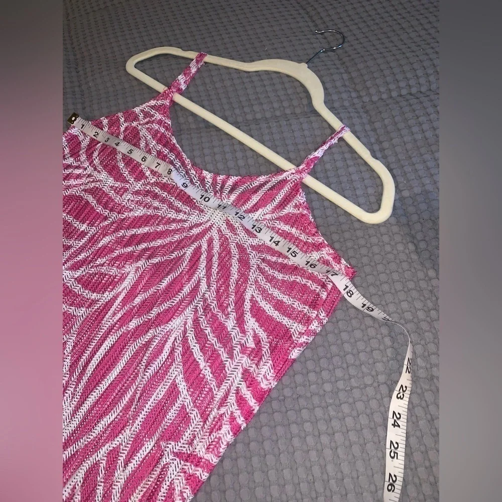Swimsuit dress cover up dark pink and white Medium